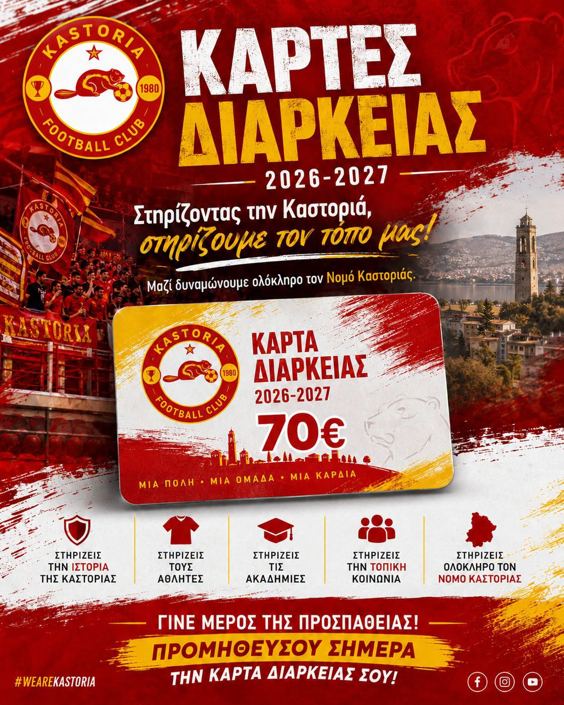 Βγήκαν σε κυκλοφορία οι κάρτες διαρκείας της Ποδοσφαιρικής Ομάδας της Καστοριάς – Φωτογραφία